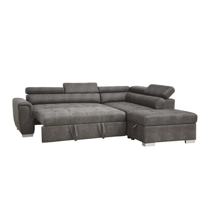 Acme Thelma Sectional Sofa w/ Sleeper & Ottoman in Gray 50275 image