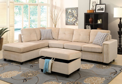 Belville Beige Velvet Sectional Sofa w/Pillows image