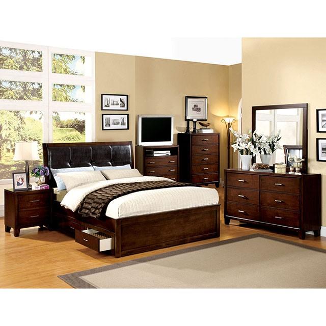 Enrico Full Queen Bed Brown, Black, & Cherry - Esencia Home Furniture (Fontana, CA)