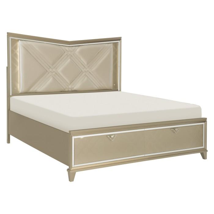 Bijou (3) Eastern King Platform Bed with LED Lighting and Footboard Storage