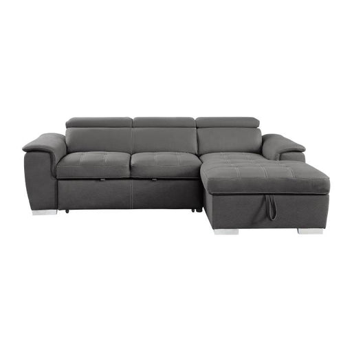 8228GY* - (2)2-Piece Sectional with Adjustable Headrests, Pull-out Bed and Right Chaise with Hidden Storage image