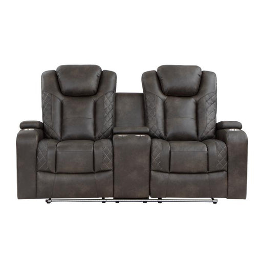 9211BRG-2PWH - Power Double Reclining Love Seat with Center Console, Power Headrests, Storage Arms and Cup Holders image