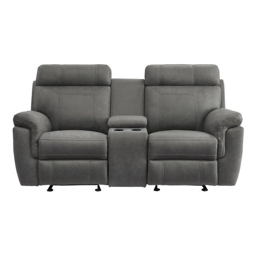 9301GRY-2 - Double Glider Reclining Love Seat with Center Console image
