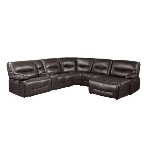 9579BRW*6LRRCPW - (6)6-Piece Power Reclining Sectional with Right Chaise image