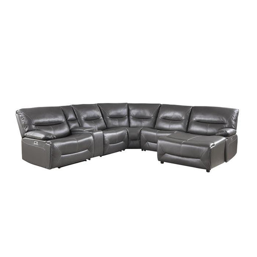 9579GRY*6LRRCPW - (6)6-Piece Power Reclining Sectional with Right Chaise image