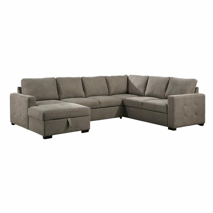 9206BR3LC3R - (3/3)3-Piece Sectional with Pull-out Bed and Left Chaise with Hidden Storage image