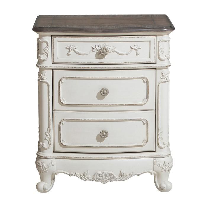 Cinderella Night Stand in Antique White with Grey Rub-Through 1386NW-4 image