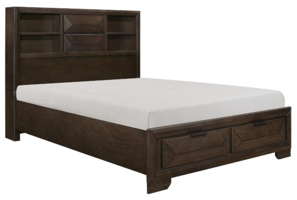 Chesky King Bookcase Bed with Footboard Storage in Warm Espresso 1753K-1EK