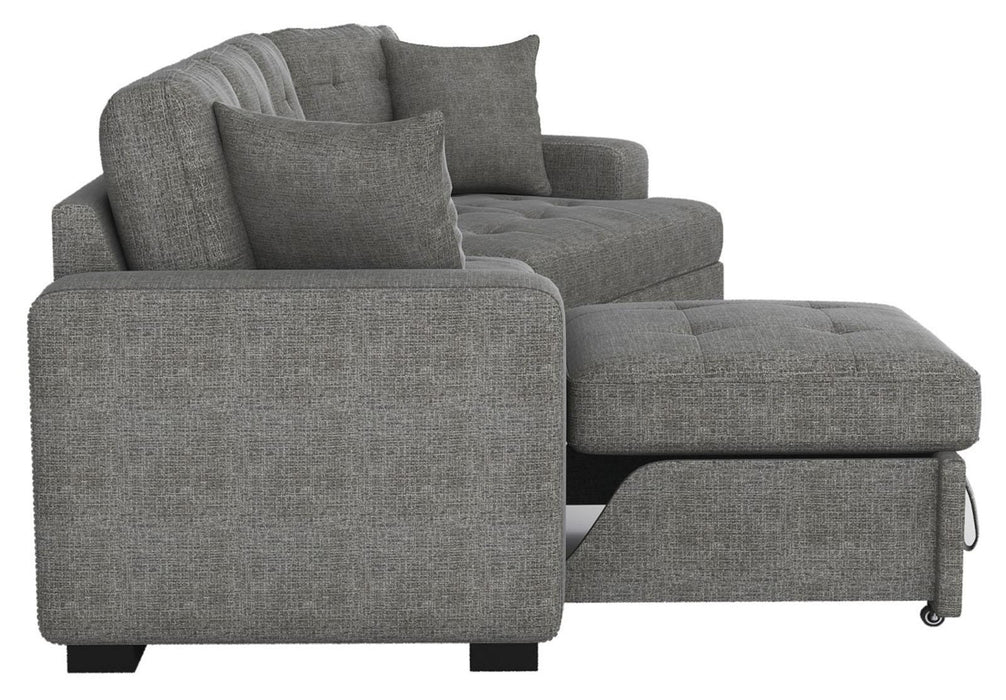 Logansport Left Side 2-Seater with Pull-out Ottoman and 1 Pillow in Gray 9401GRY-2L