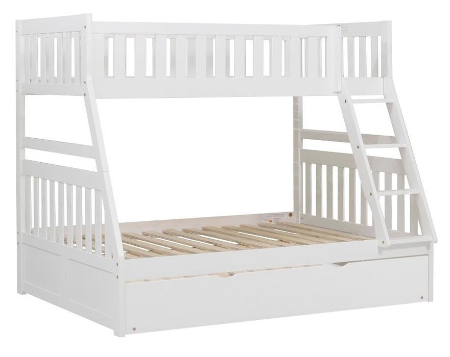 Galen Twin/Full Bunk Bed w/ Twin Trundle in White B2053TFW-1R