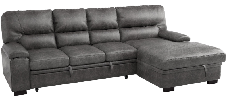 Michigan Sectional with Pull Out Bed and Right Chaise in Dark Gray 9407DG2RC3L