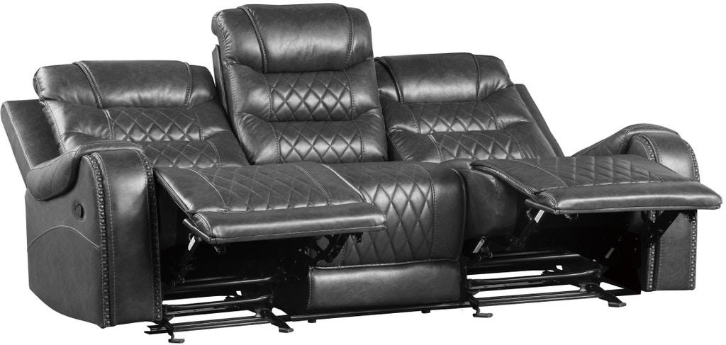 Putnam Power Double Reclining Sofa with Drop-Down in Gray 9405GY-3PW