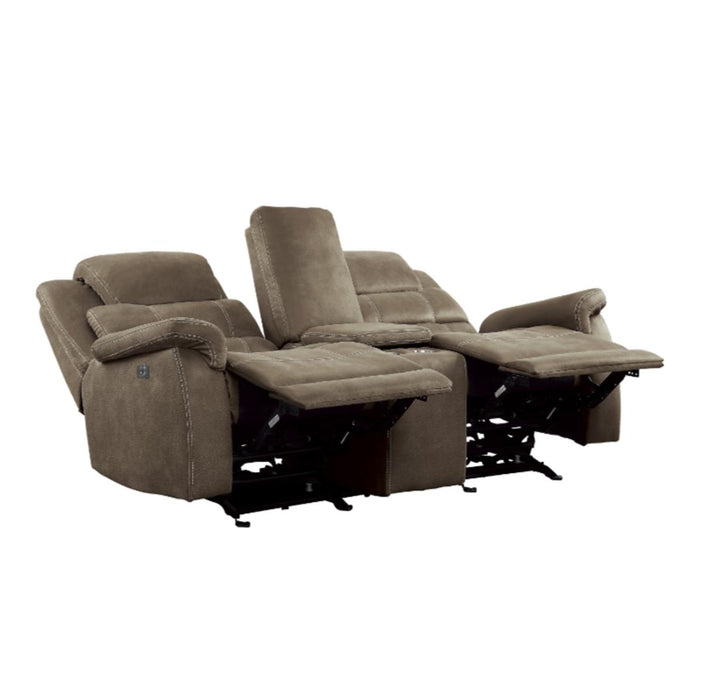 Homelegance Furniture Shola Double Reclining Loveseat in Chocolate