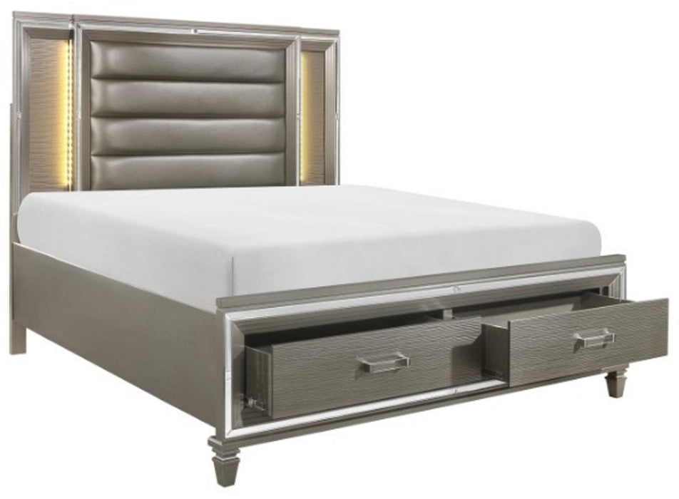 Tamsin King Upholstered Storage Bed in Silver Grey Metallic 1616K-1EK