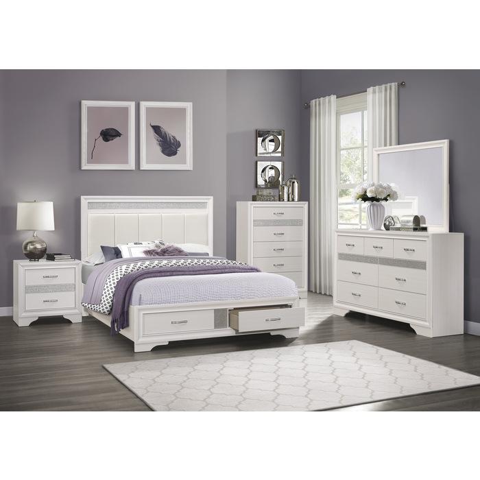 Luster (3) Queen Platform Bed with Footboard Storage