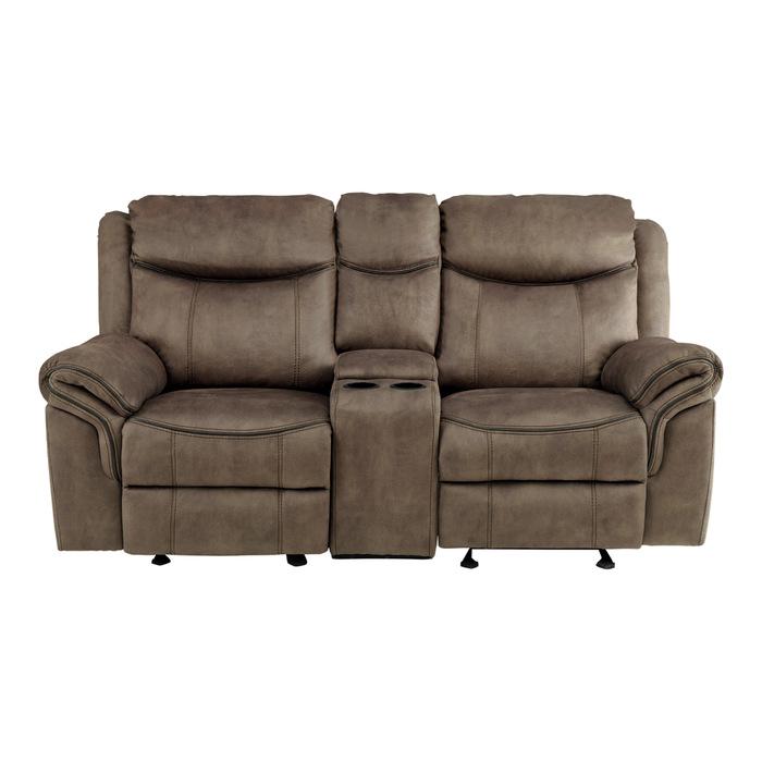 Aram Double Glider Reclining Loveseat in Dark Brown 8206NF-2