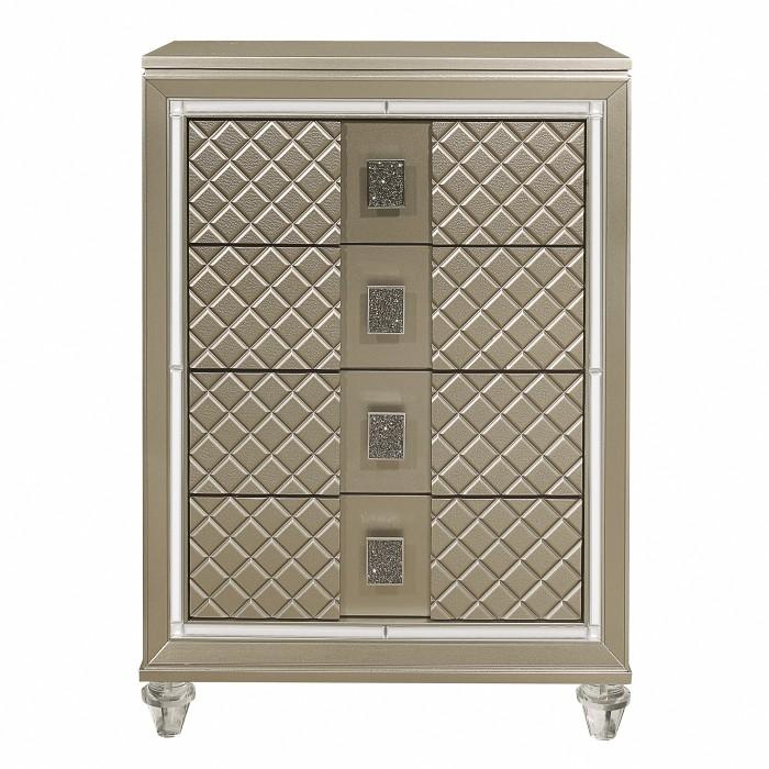 Youth Loudon 4 Drawer Chest in Champagne Metallic B1515-9