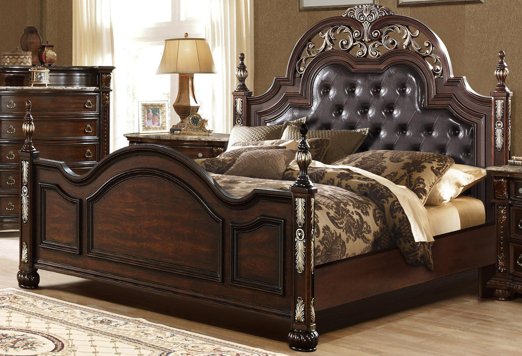 McFerran Home Furnishing B9504 Eastern King Sleigh Bed in Brown Cherry