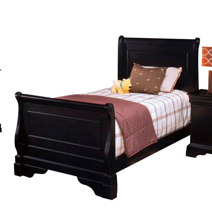 New Classic Belle Rose Youth Twin Sleigh Bed in Black Cherry