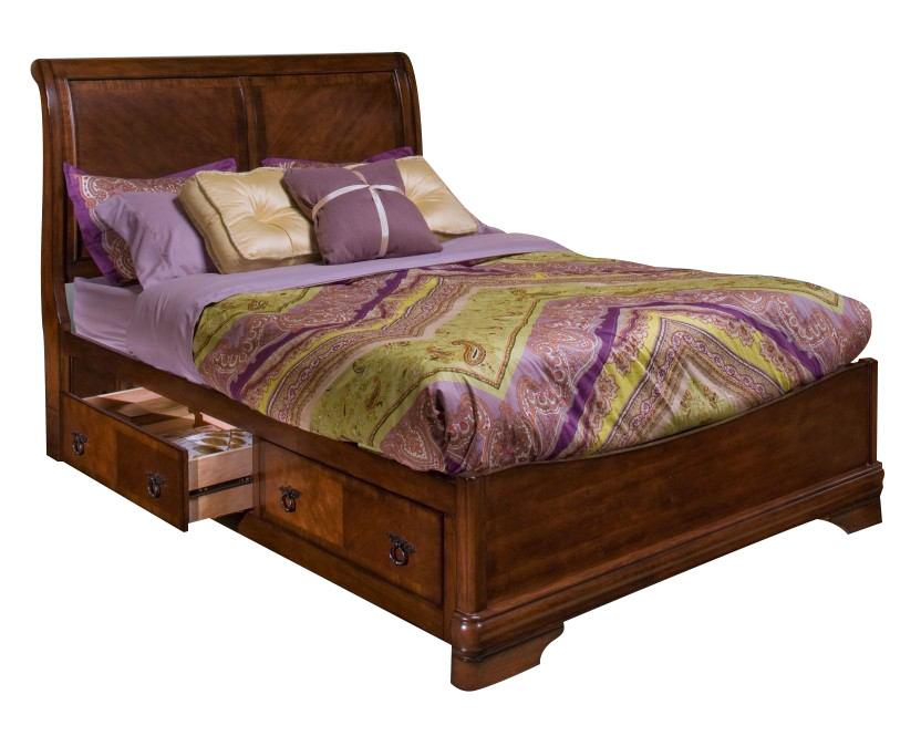 New Classic Sheridan California King Storage Bed in Burnished Cherry