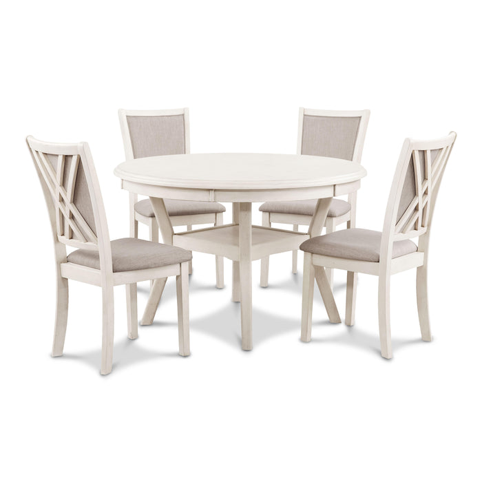 AMY 5PC ROUND DINING SET- BISQUE