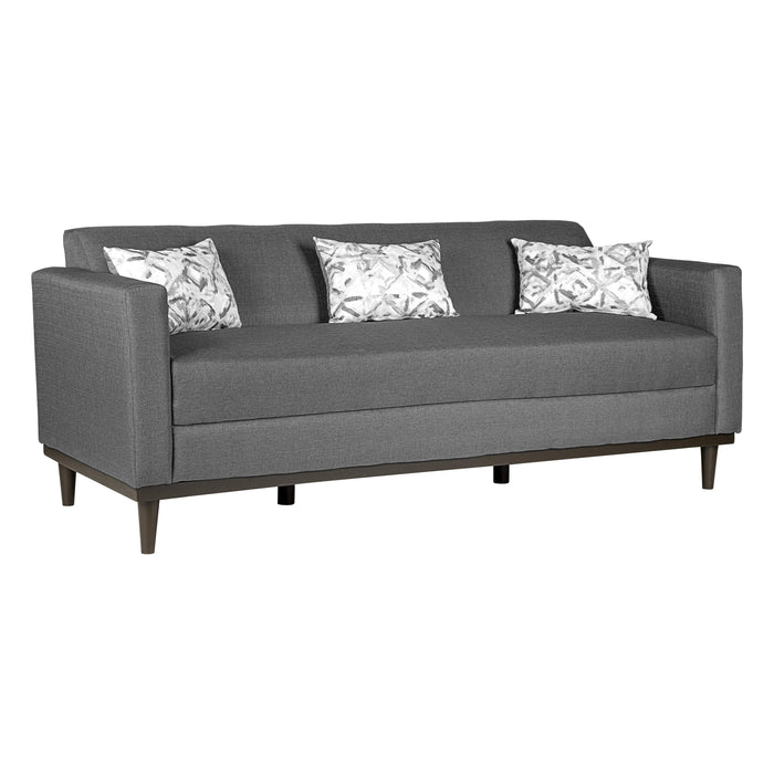 AIDEN SOFA W/3 THROW PILLOWS-SILVER GRAY