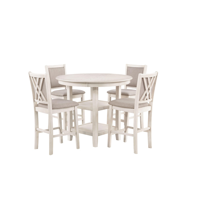 AMY 5 PC COUNTER TABLE SET-BISQUE