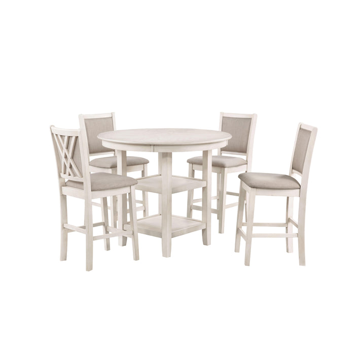 AMY 5 PC COUNTER TABLE SET-BISQUE