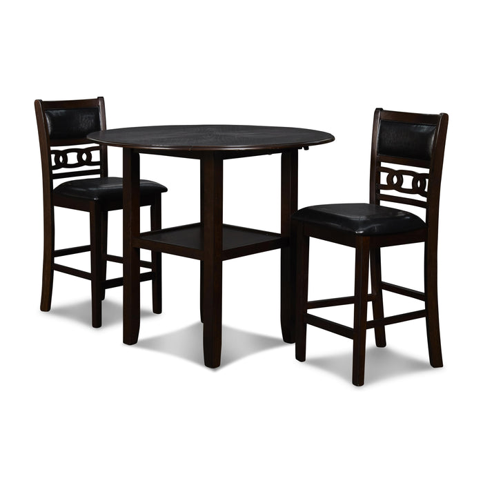 GIA 42" COUNTER DROP LEAF TABLE W/2 CHAIRS-EBONY