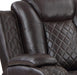 JOSHUA LEATHER CONSOLE LOVESEAT W/ DUAL RECLINERS-DK BROWN - Esencia Home Furniture (Fontana, CA)