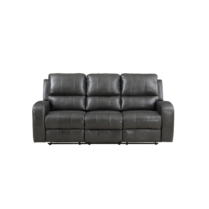 LINTON LEATHER SOFA W/ PWR FR-GRAY