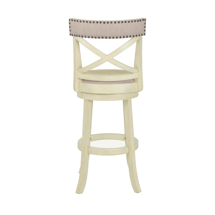 YORK 29" BAR STOOL-ANT WHITE W/FABRIC SEAT