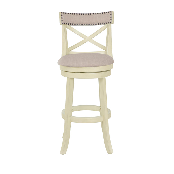 YORK 29" BAR STOOL-ANT WHITE W/FABRIC SEAT