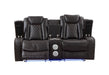 JOSHUA LEATHER CONSOLE LOVESEAT W/ DUAL RECLINERS-DK BROWN - Esencia Home Furniture (Fontana, CA)