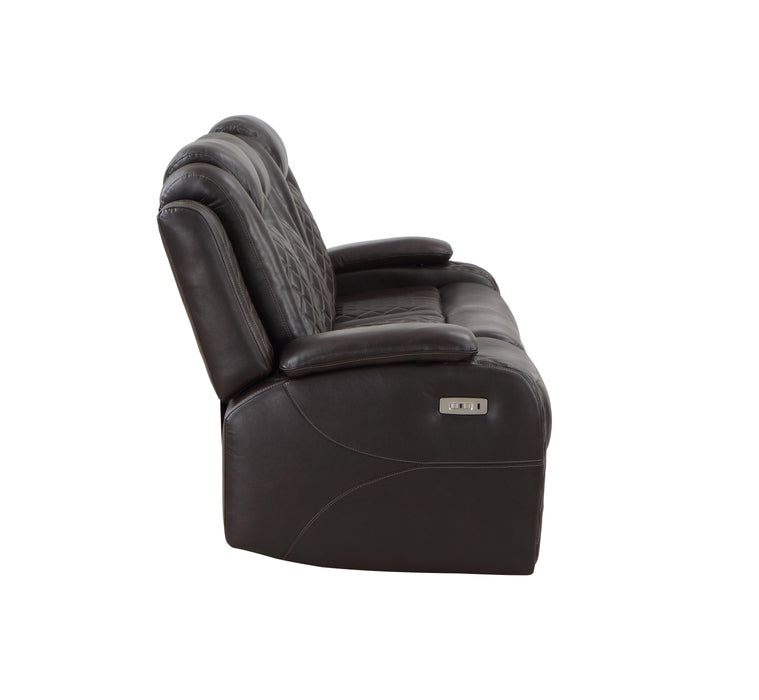 JOSHUA LEATHER SOFA W/DUAL RECLINER-DK BROWN - Esencia Home Furniture (Fontana, CA)