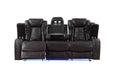 JOSHUA LEATHER SOFA W/DUAL RECLINER-DK BROWN - Esencia Home Furniture (Fontana, CA)