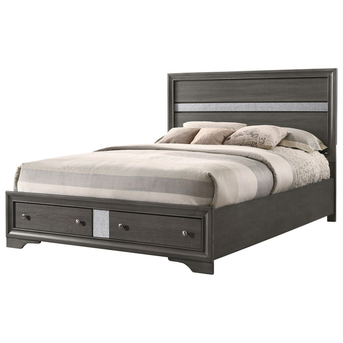 Crown Mark Regata Queen Storage Bed in Grey