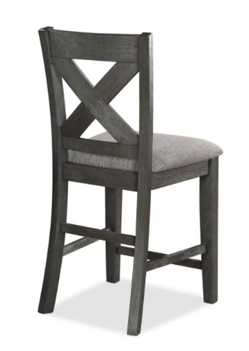 Crown Mark Furniture Rufus Counter Height Chair in Dark Gray (Set of 2)