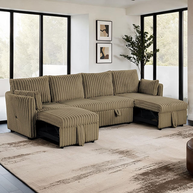 Denholme U-Sectional w/ Pull Out - Esencia Home Furniture (Fontana, CA)