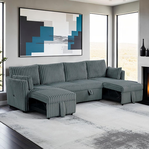 Denholme U-Sectional w/ Pull Out - Esencia Home Furniture (Fontana, CA)