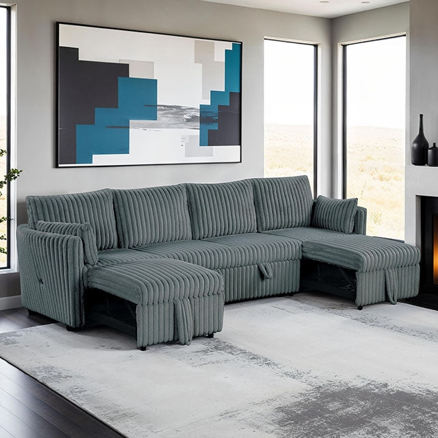 Denholme U-Sectional w/ Pull Out - Esencia Home Furniture (Fontana, CA)